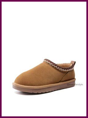 Fuzzy Suede Slippers with Faux Fur Lining and Nonslip Sole